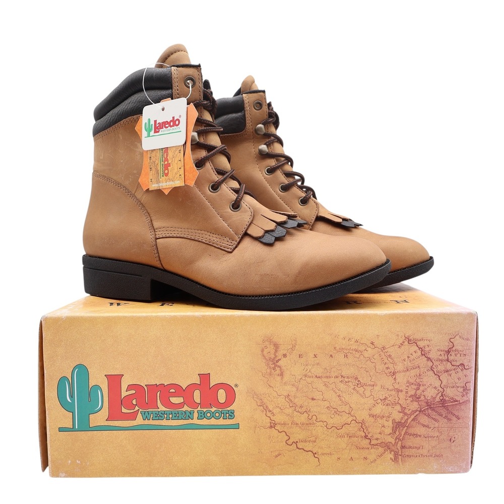 Laredo Kiltie Western Boots Women 9 Tan Leather NWT Deadstock 551